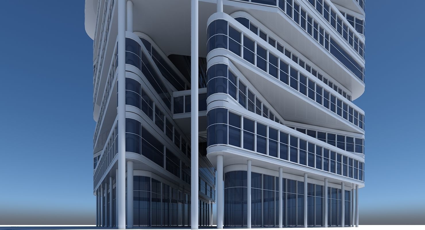 Office Building Tower 1 3D model_4