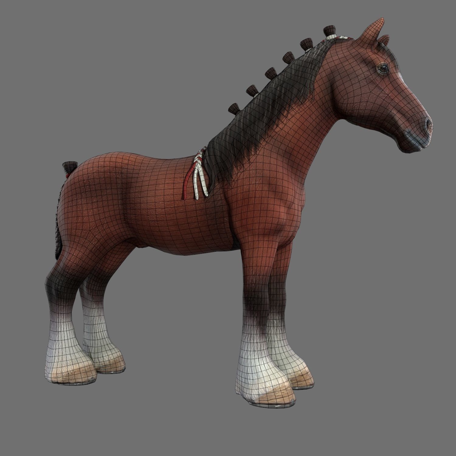 Clydesdale Horse Low Poly Low-poly 3D model_1