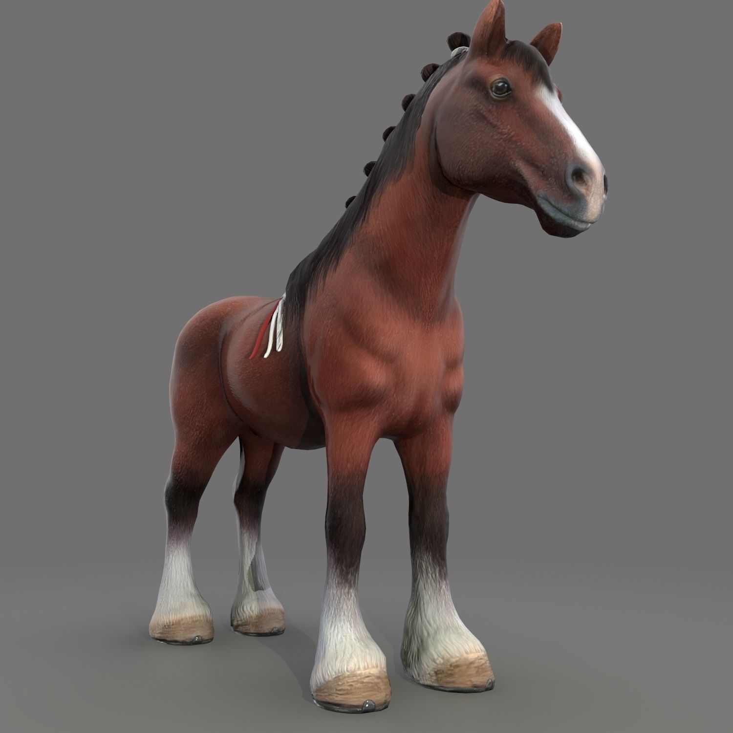 Clydesdale Horse Low Poly Low-poly 3D model_9