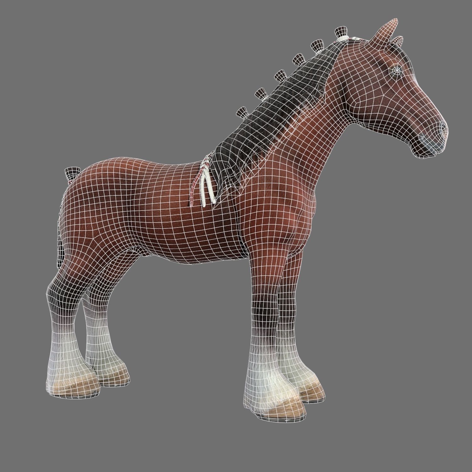 Clydesdale Horse Low Poly Low-poly 3D model_7