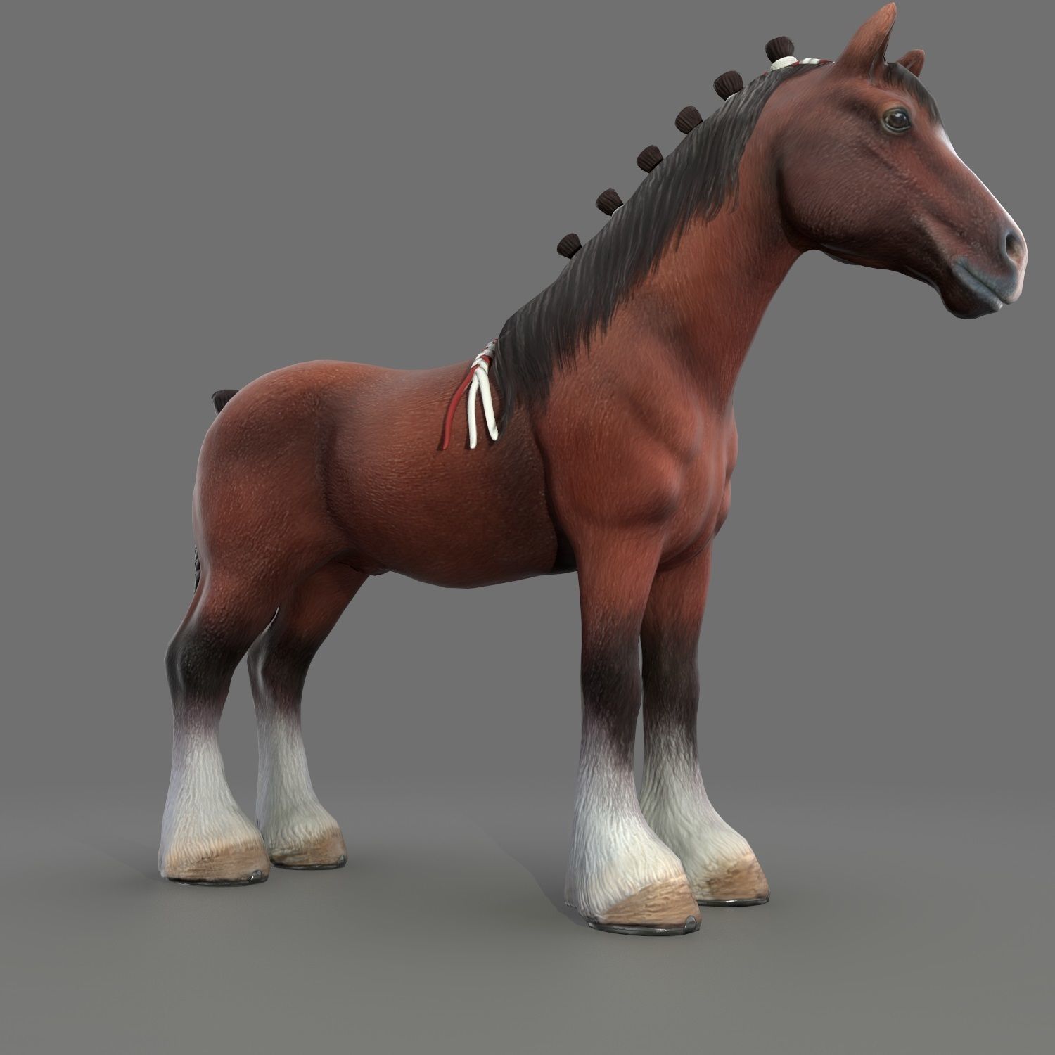 Clydesdale Horse Low Poly Low-poly 3D model_6