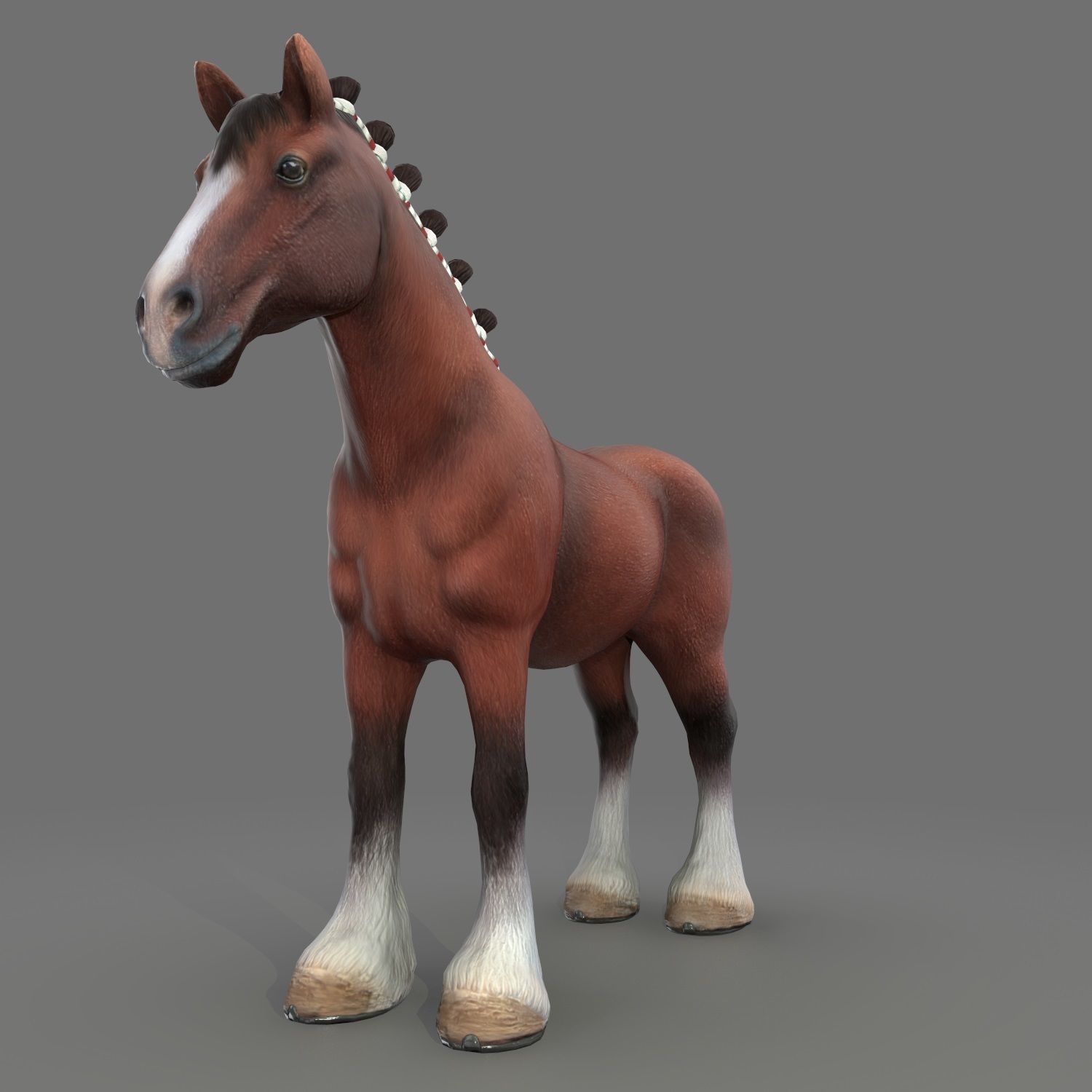 Clydesdale Horse Low Poly Low-poly 3D model_10