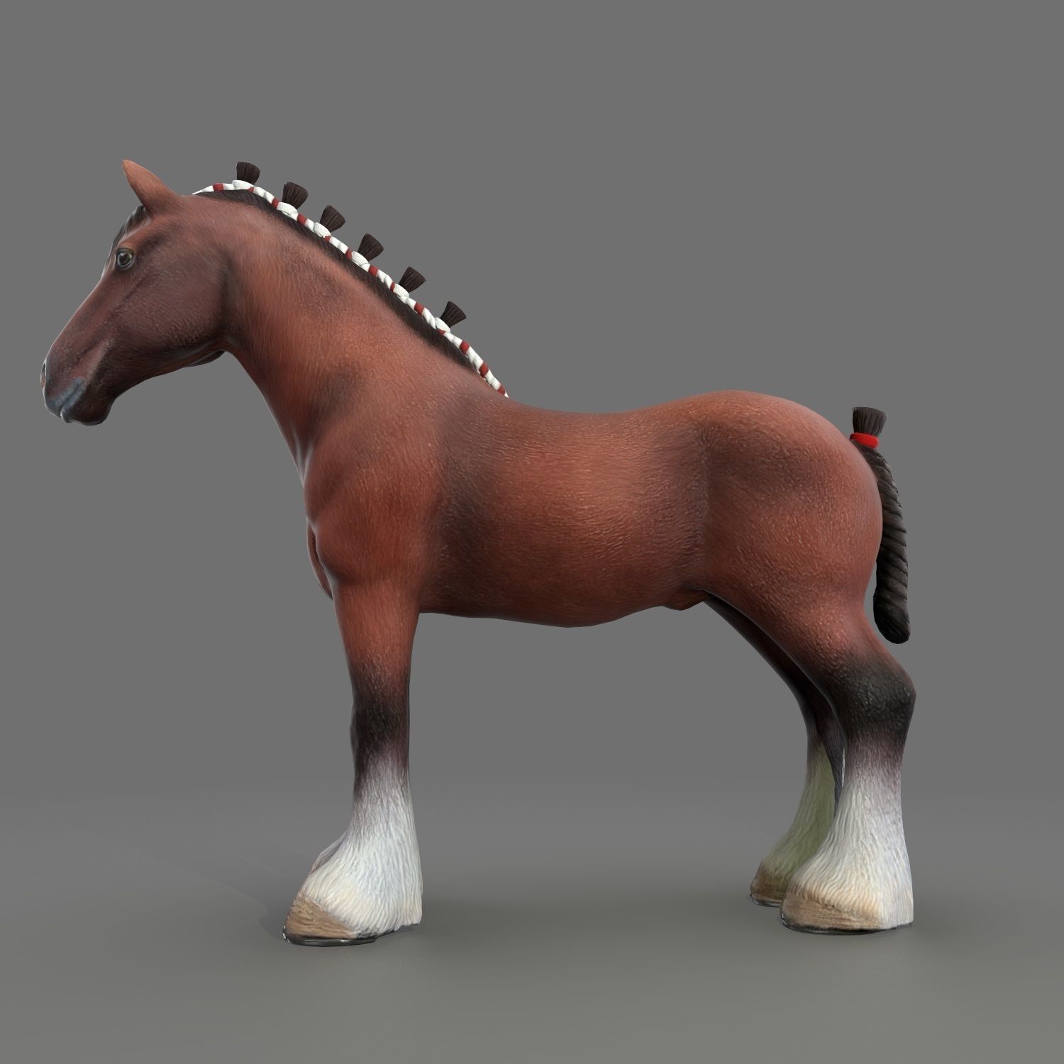 Clydesdale Horse Low Poly Low-poly 3D model_11