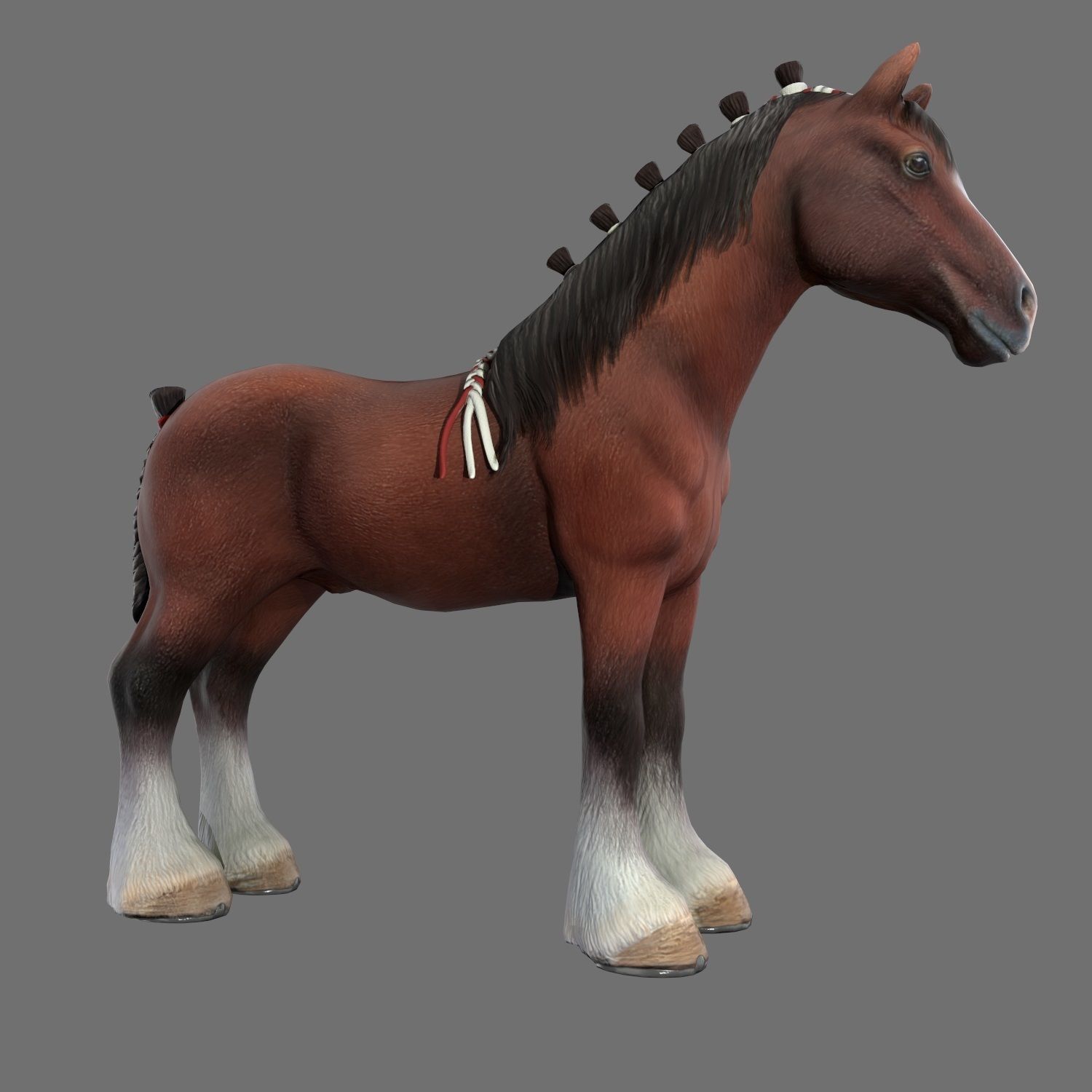 Clydesdale Horse Low Poly Low-poly 3D model_2