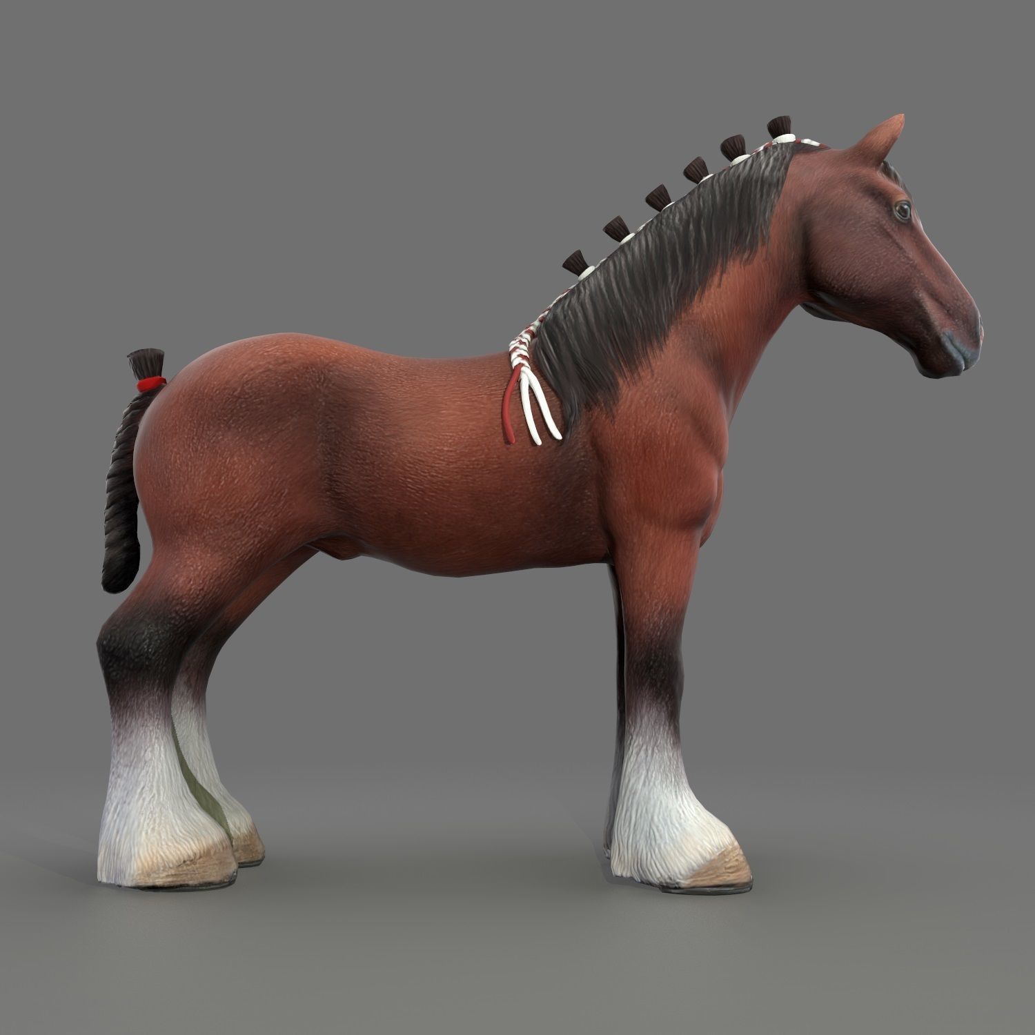 Clydesdale Horse Low Poly Low-poly 3D model_5