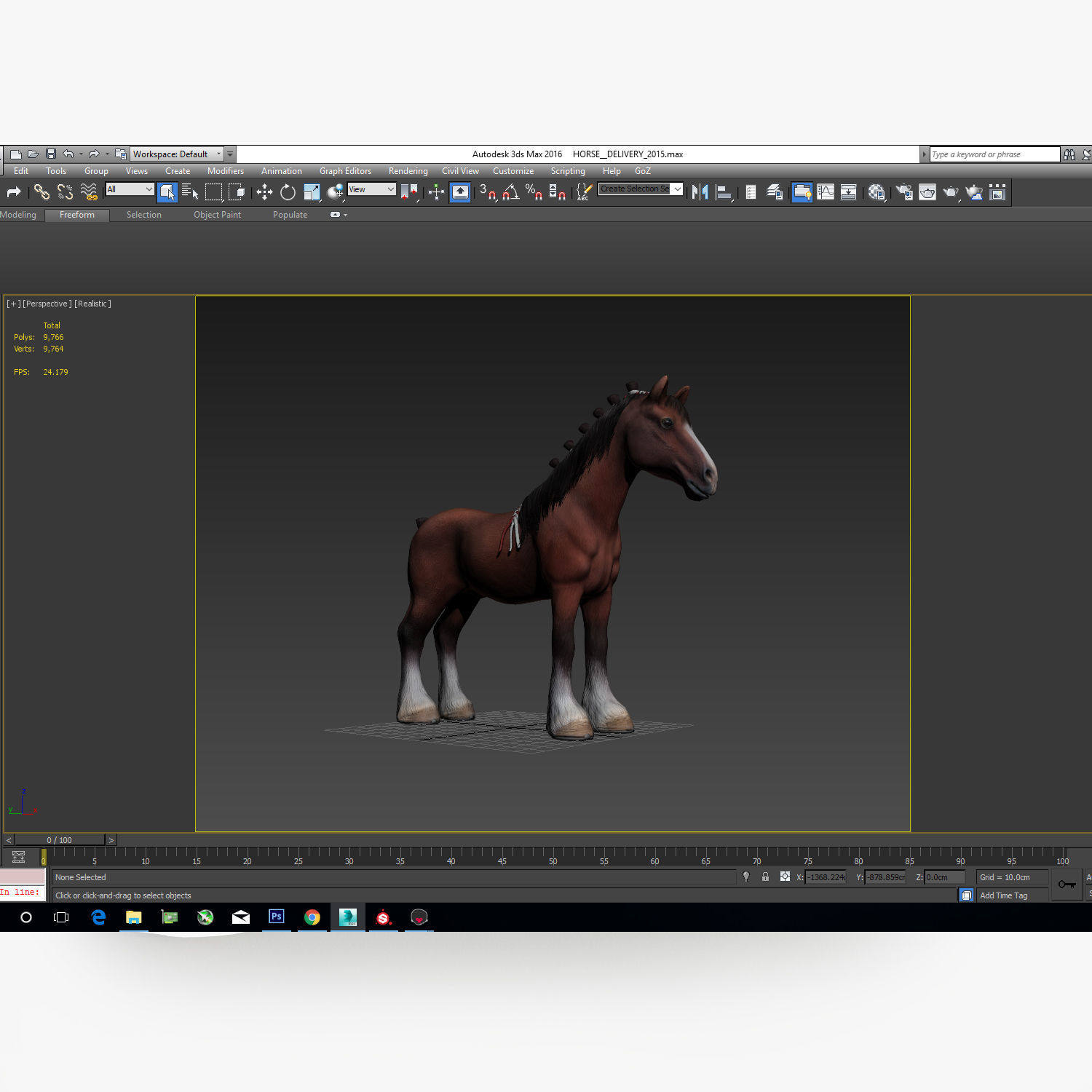 Clydesdale Horse Low Poly Low-poly 3D model_3