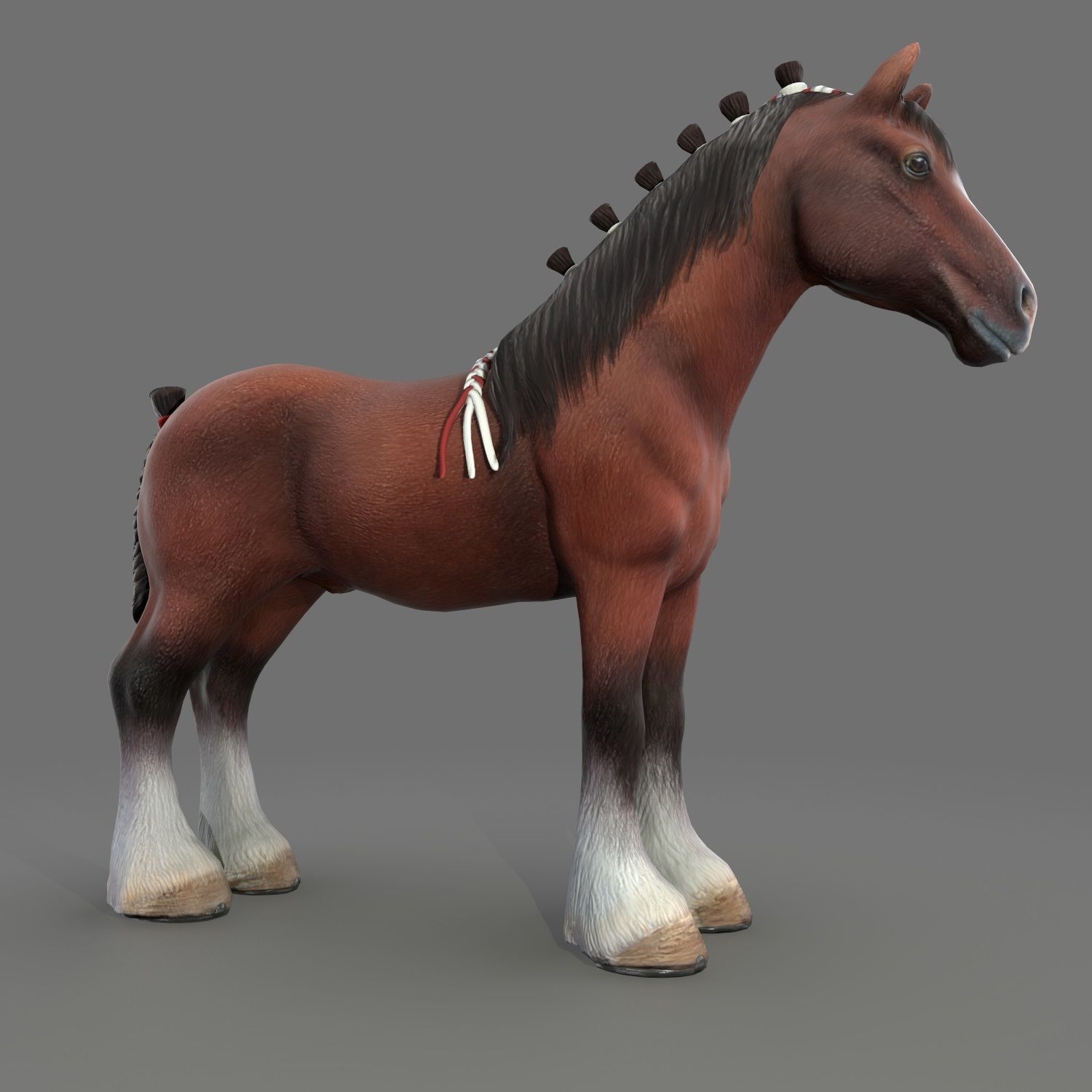 Clydesdale Horse Low Poly Low-poly 3D model_4