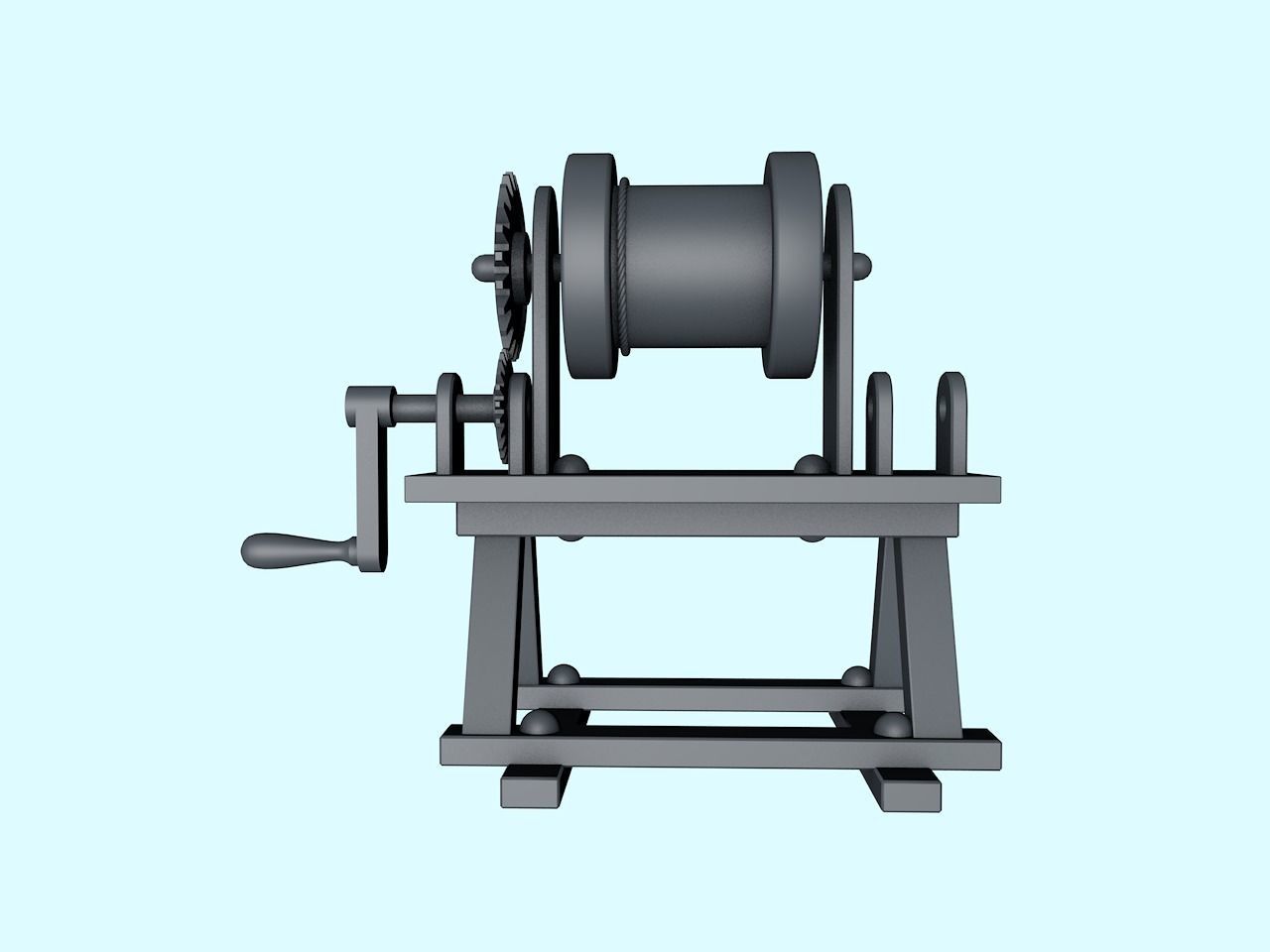 Winch pulley Low-poly 3D model_2