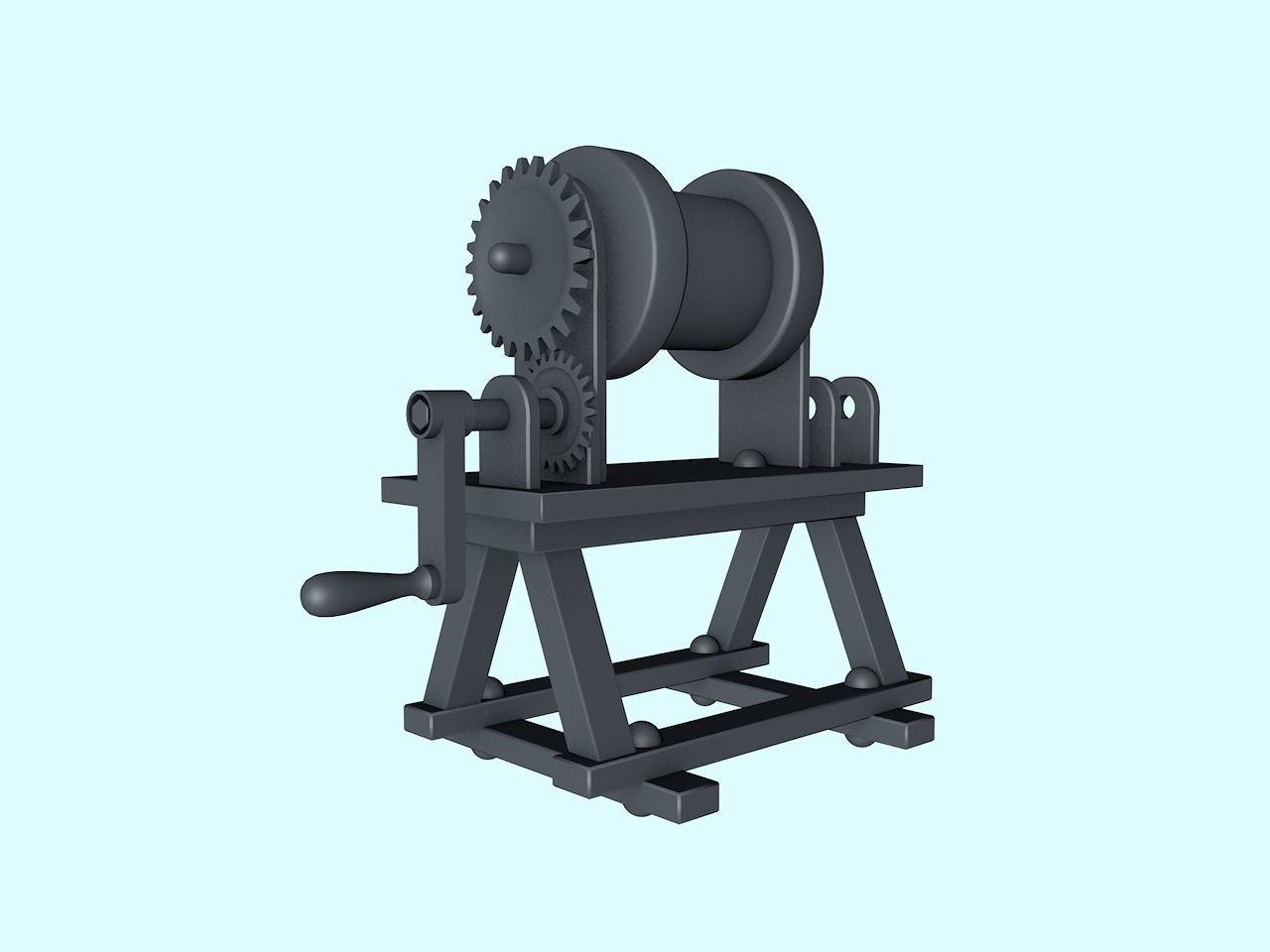 Winch pulley Low-poly 3D model_3
