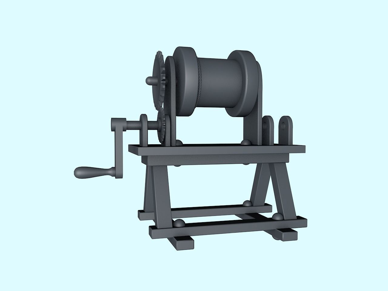 Winch pulley Low-poly 3D model_4