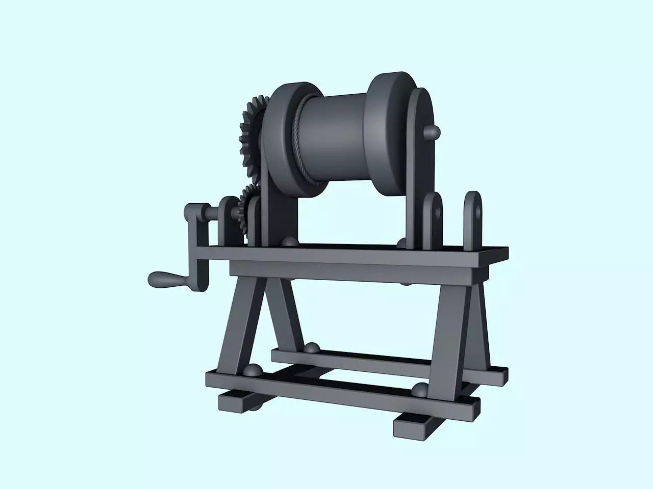Winch pulley Low-poly 3D model_0