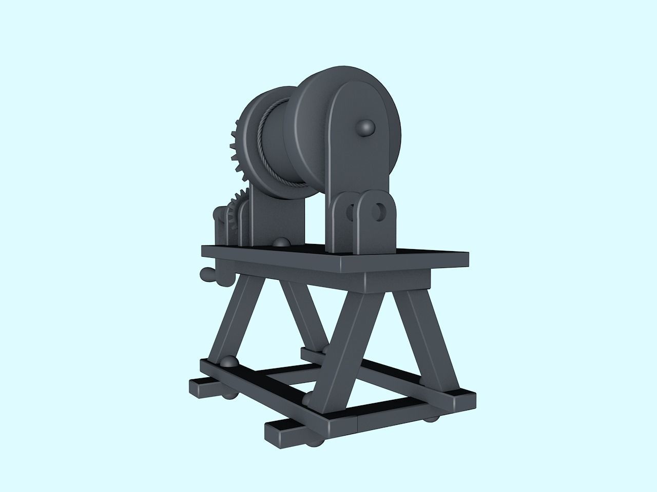 Winch pulley Low-poly 3D model_1