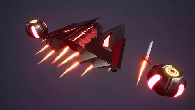Tyrean Evil Space Ship Low-poly 3D model