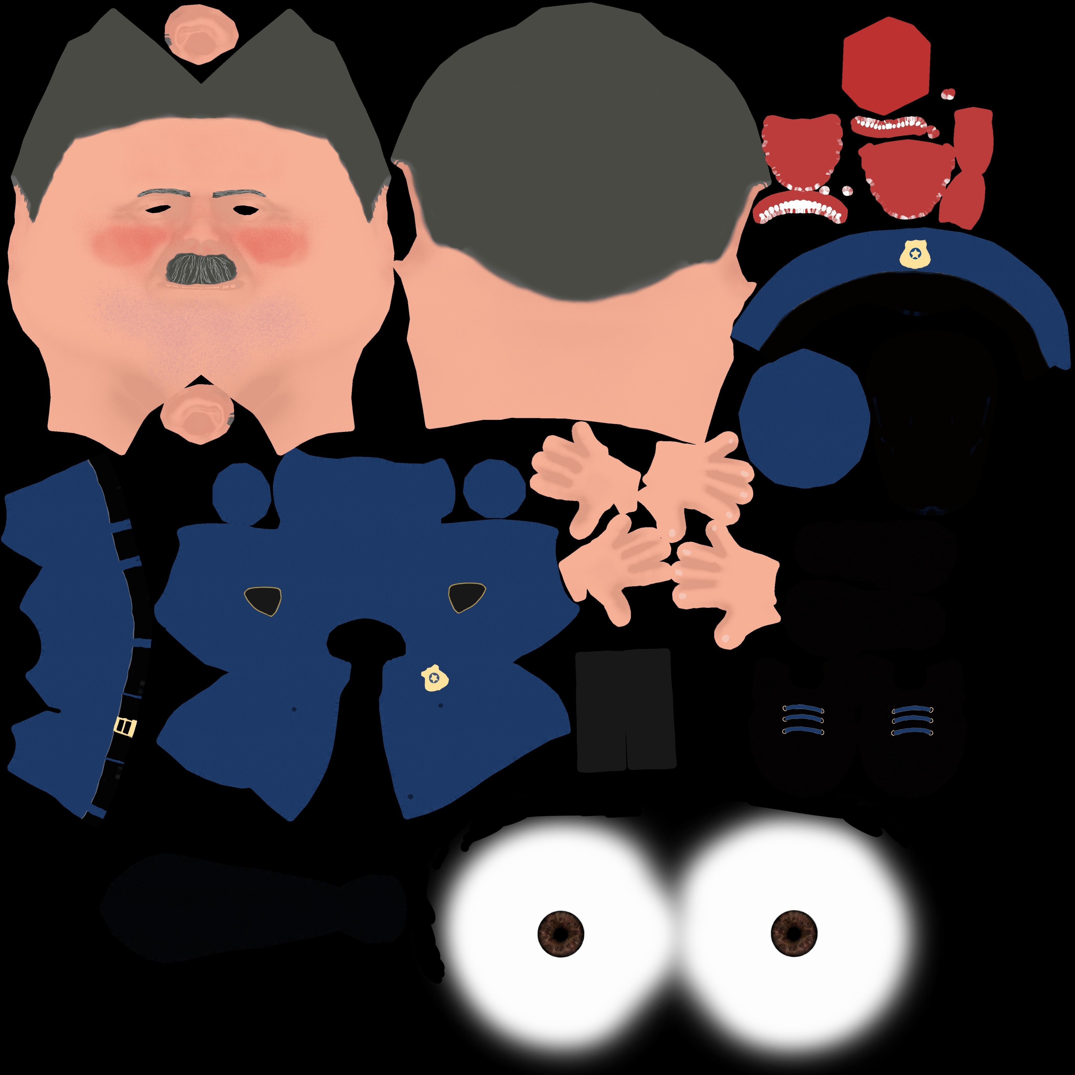 Cartoon policeman rigged animated low poly game ready character  Low-poly 3D model_31