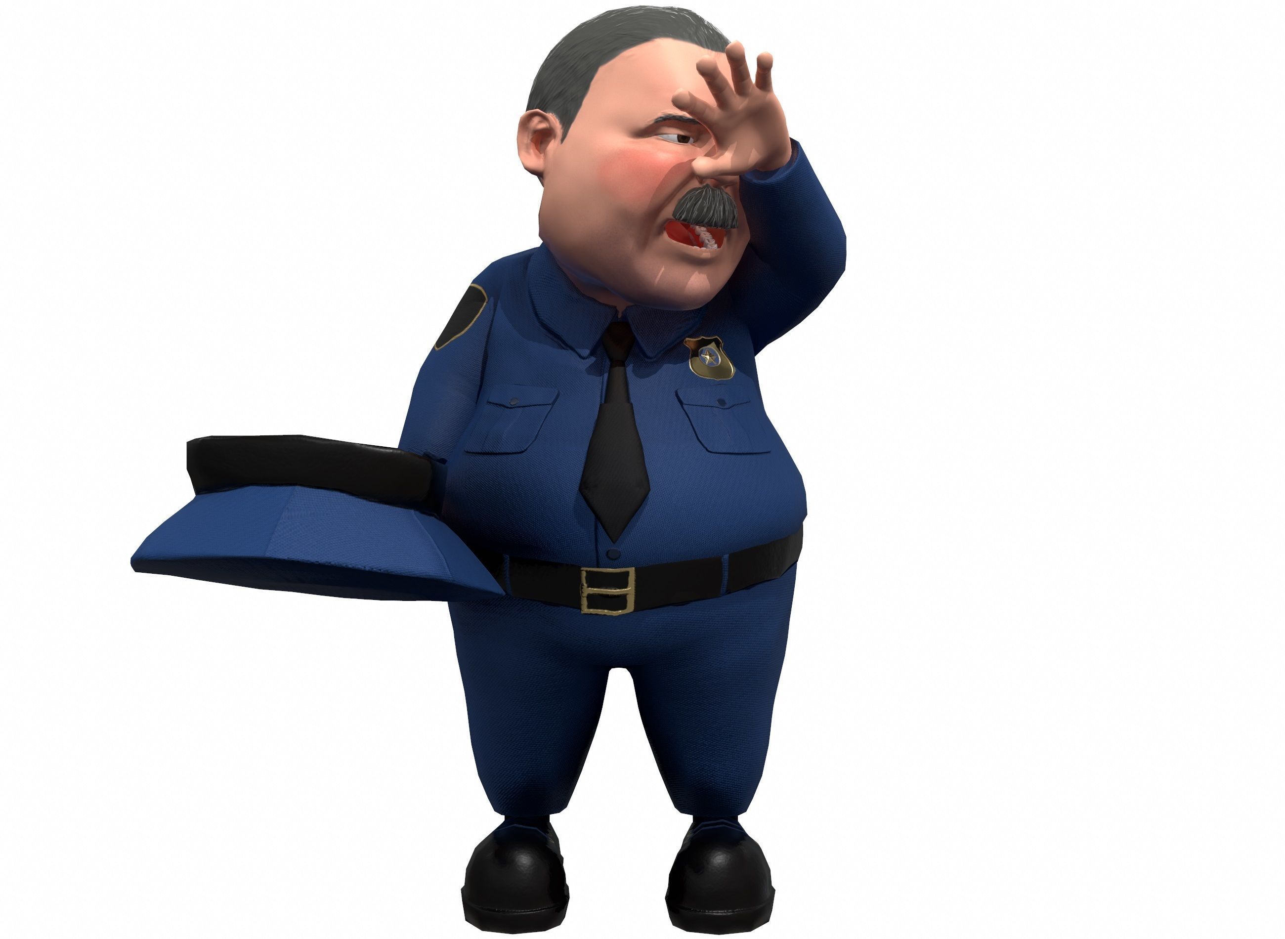 Cartoon policeman rigged animated low poly game ready character  Low-poly 3D model_7
