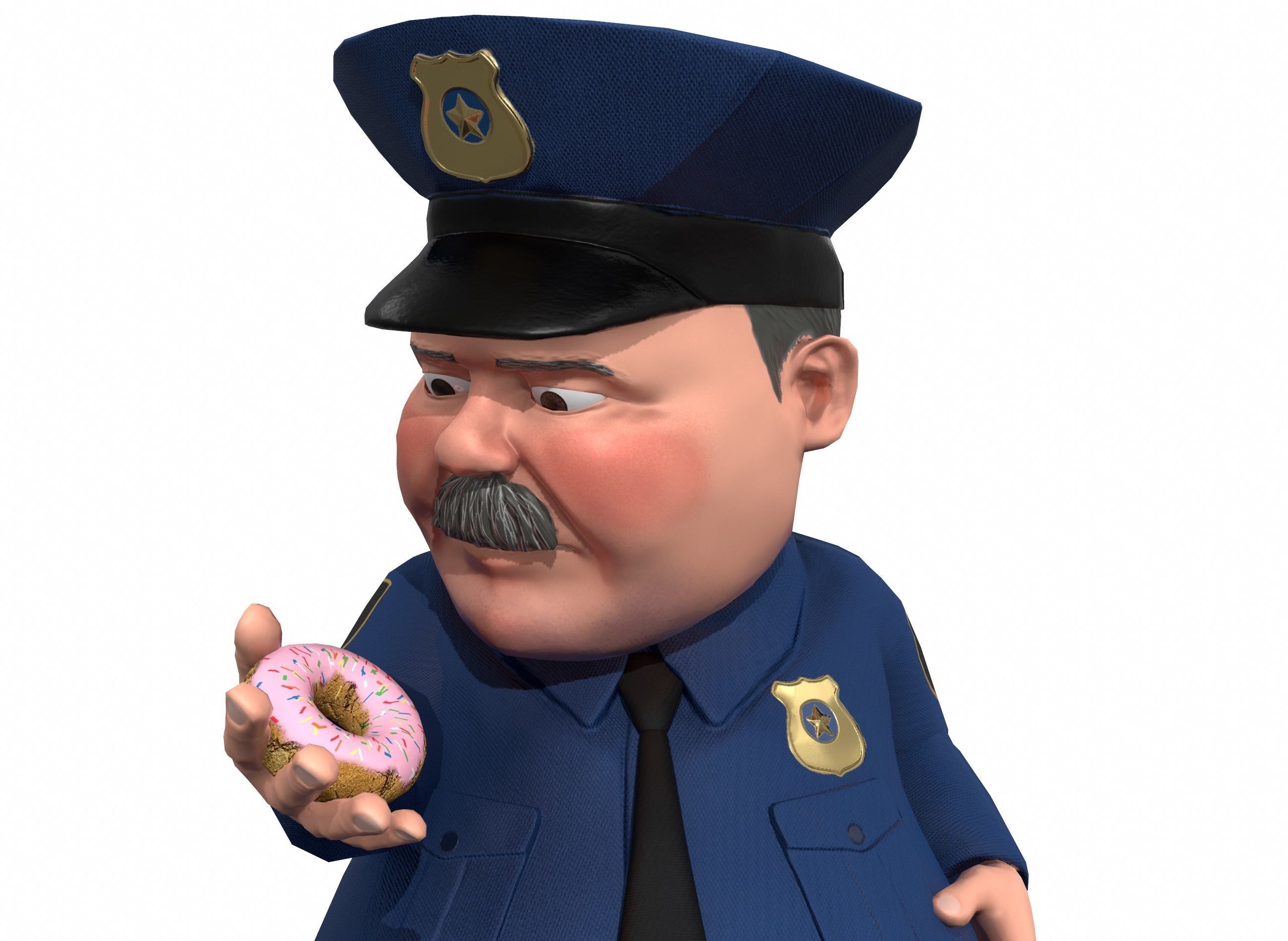 Cartoon policeman rigged animated low poly game ready character  Low-poly 3D model_11