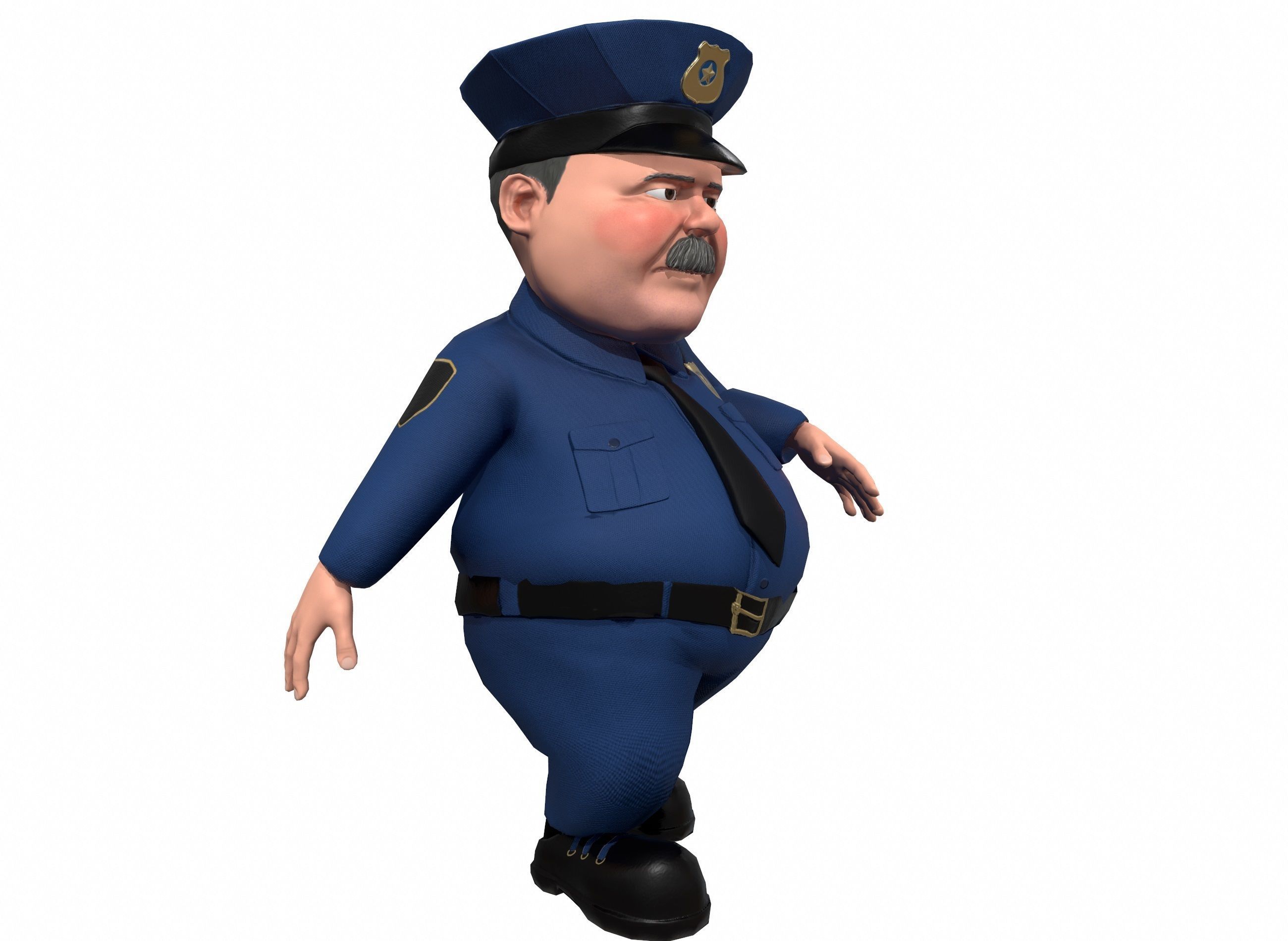 Cartoon policeman rigged animated low poly game ready character  Low-poly 3D model_3