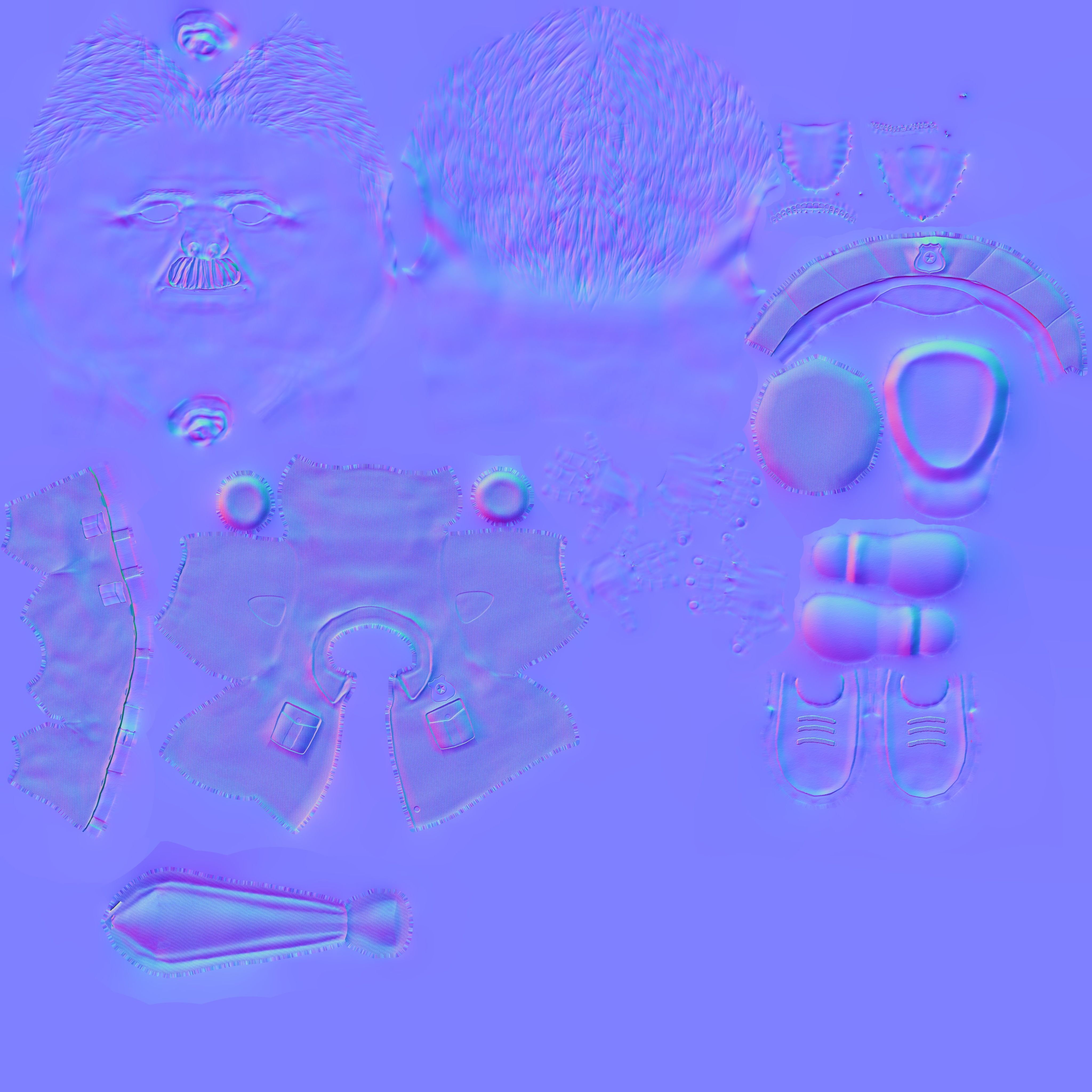 Cartoon policeman rigged animated low poly game ready character  Low-poly 3D model_33