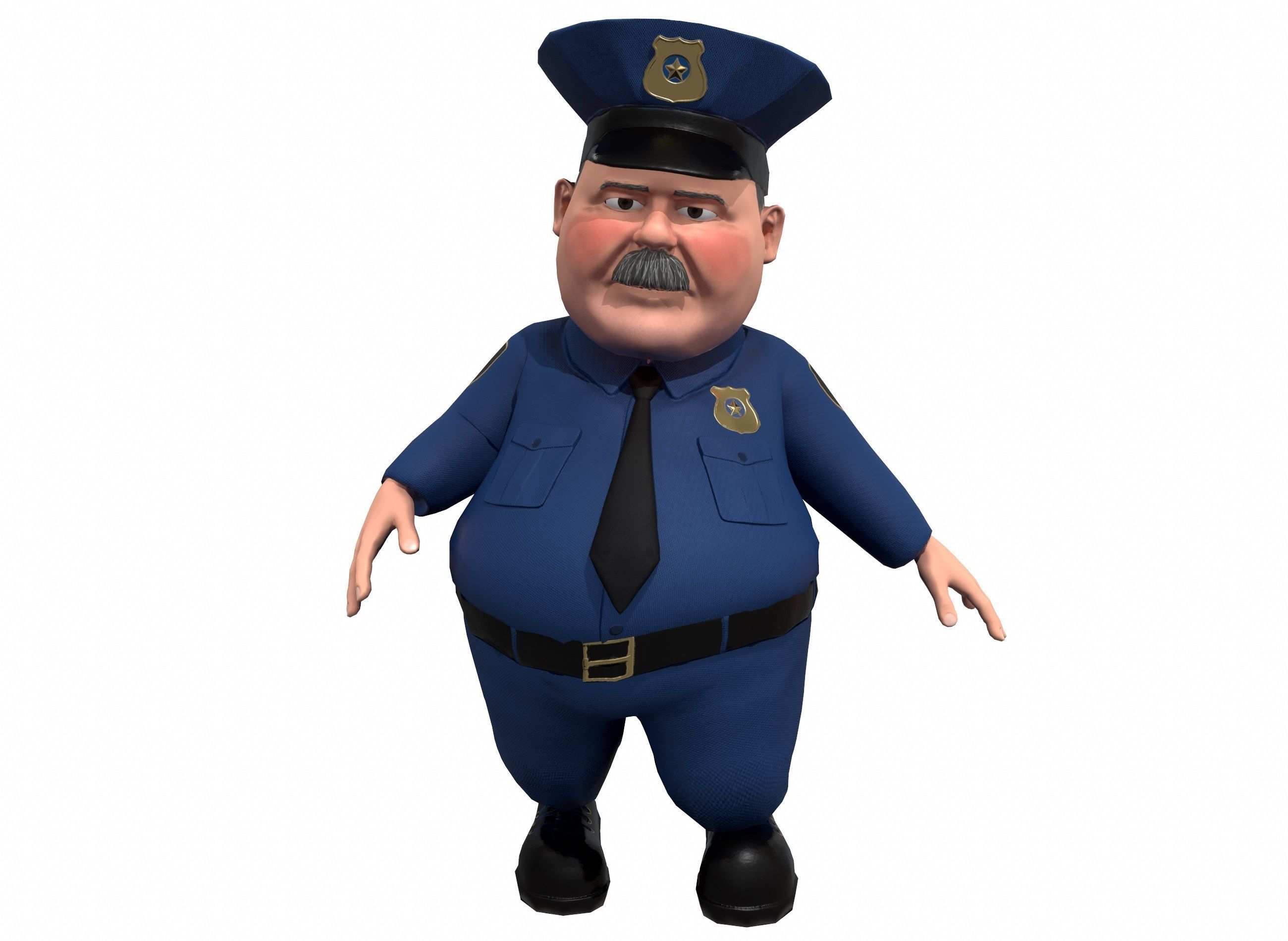 Cartoon policeman rigged animated low poly game ready character  Low-poly 3D model_2