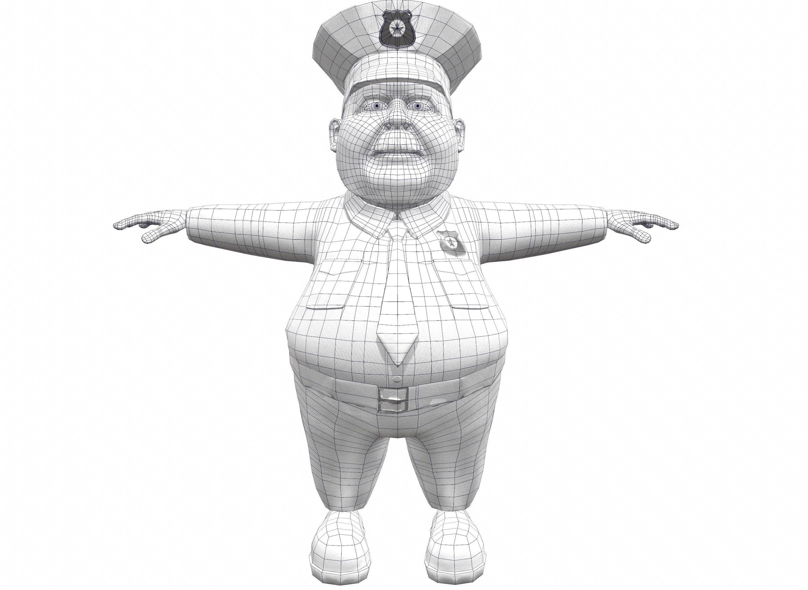Cartoon policeman rigged animated low poly game ready character  Low-poly 3D model_28