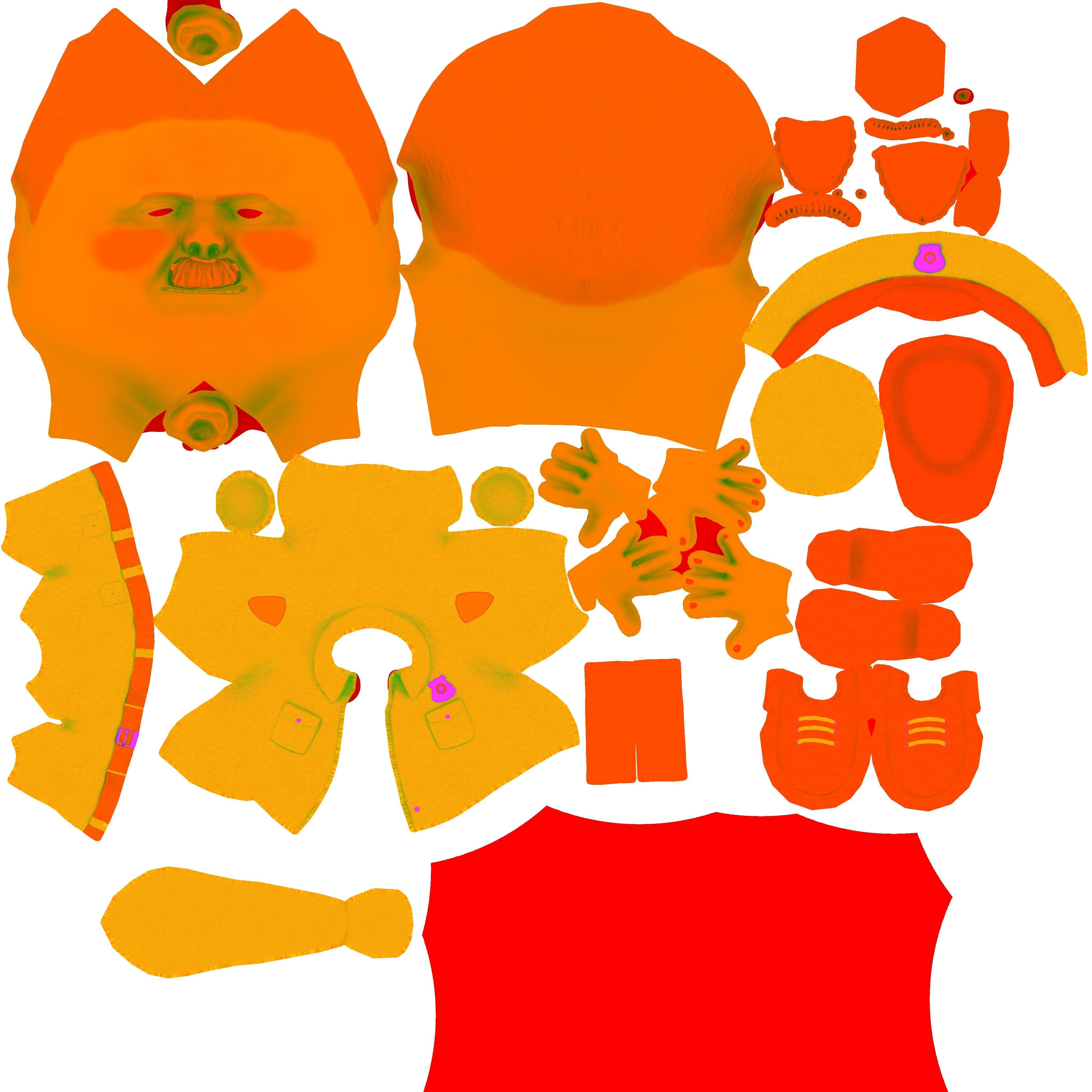 Cartoon policeman rigged animated low poly game ready character  Low-poly 3D model_34