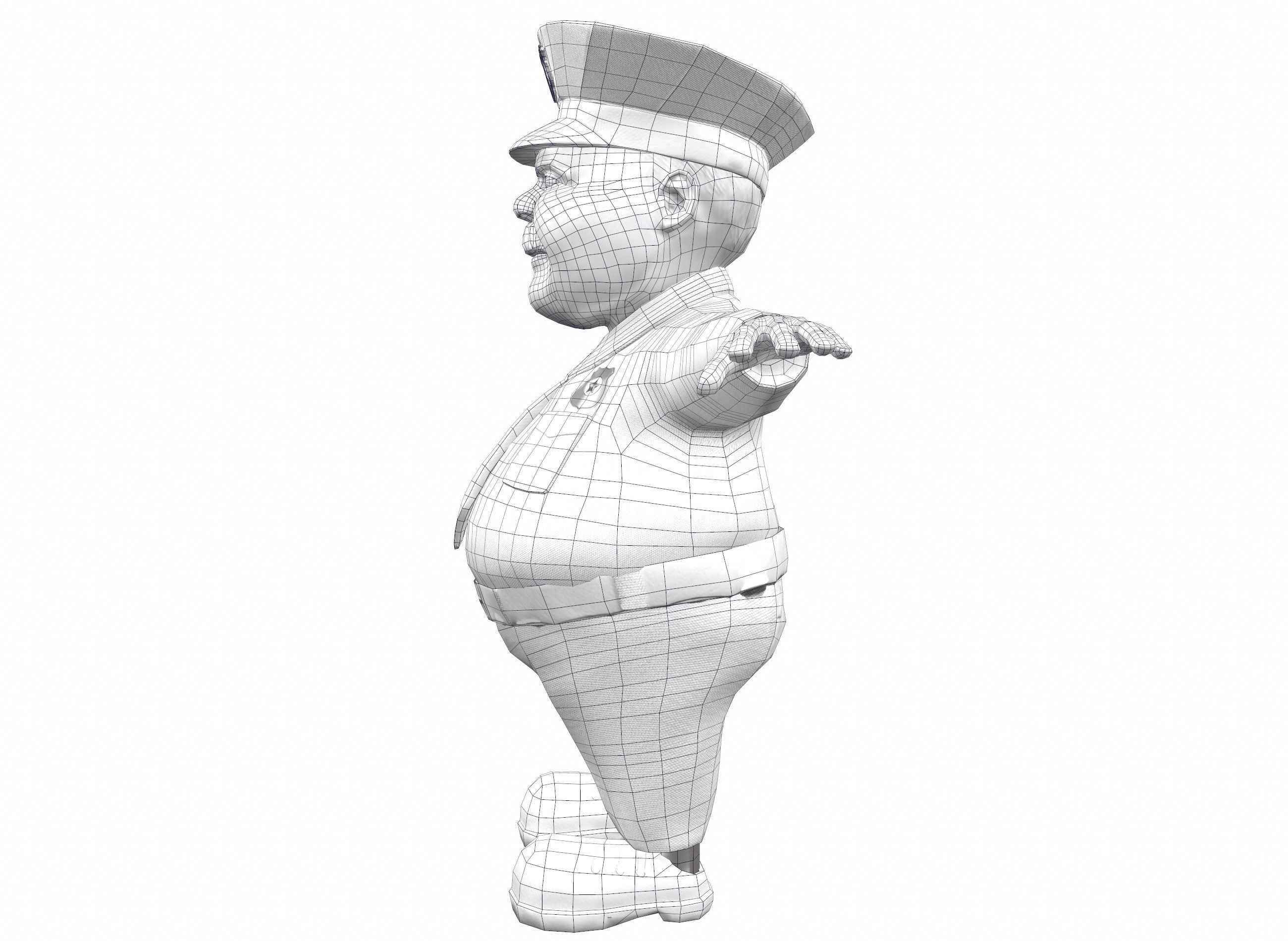 Cartoon policeman rigged animated low poly game ready character  Low-poly 3D model_29