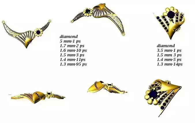 Floral Design Necklace With Diamonds and Gems