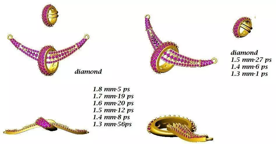 Gold Necklace With Gemstones 1 3D print model