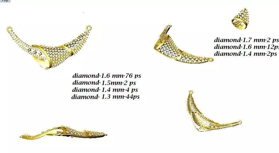 Gold Necklace With Diamonds 58 3D print model