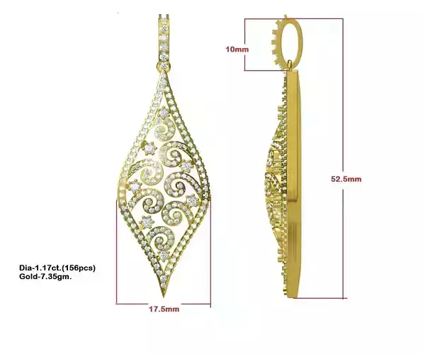 Marquise Shaped Gold Pendant With Diamonds
