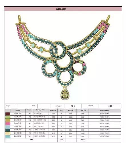 Gold Necklace With Multicolor Gemstones