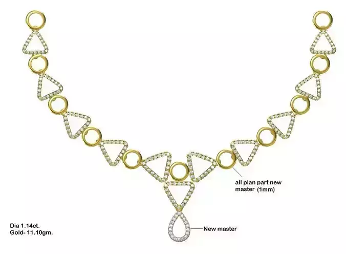 Triangle Design Gold Necklace With Diamonds