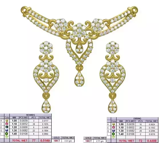 Floral Design Jewellery Set With Diamonds 1