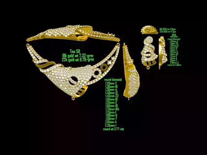 Gold Jewellery Set With Diamonds 1 3D print model