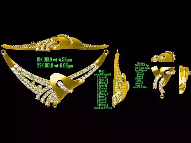 Gold Jewellery Set With Diamonds 3