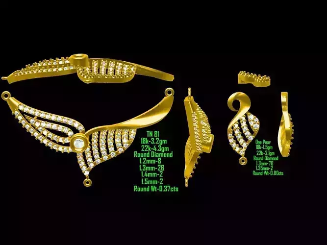Gold Jewellery Set With Diamonds 9