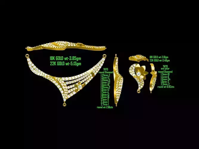 Gold Jewellery Set With Diamonds 10 3D print model