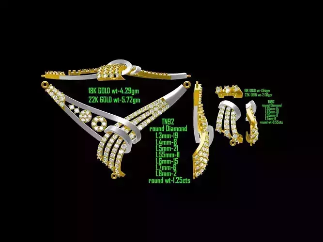 Gold Jewellery Set With Diamonds 15 3D print model