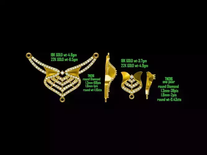 Gold Jewellery Set With Diamonds 17 3D print model