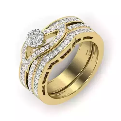 Wide Band Swirl Gold Ring With Diamonds 2