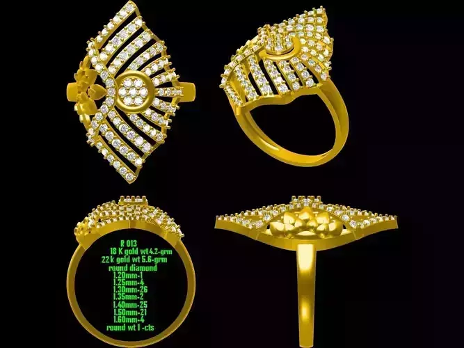 Large Gold Ring With Diamonds