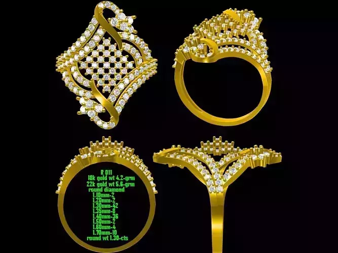 Large Gold Ring With Diamonds 1