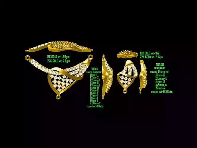 Gold Jewellery Set With Diamonds 19 3D print model