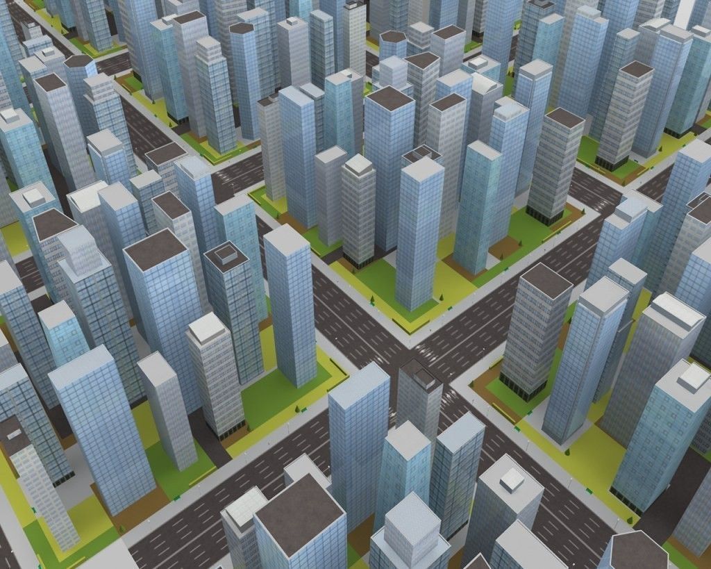City Block Low-poly 3D model_1