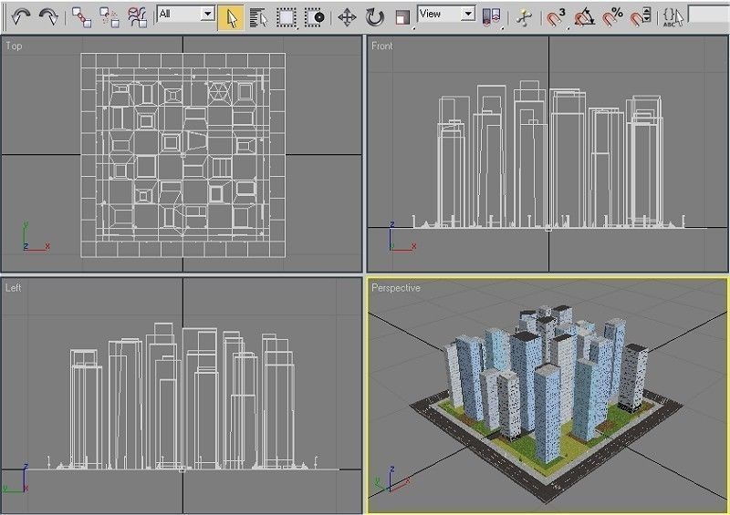 City Block Low-poly 3D model_6