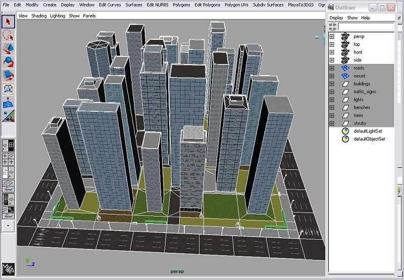 City Block Low-poly 3D model_4