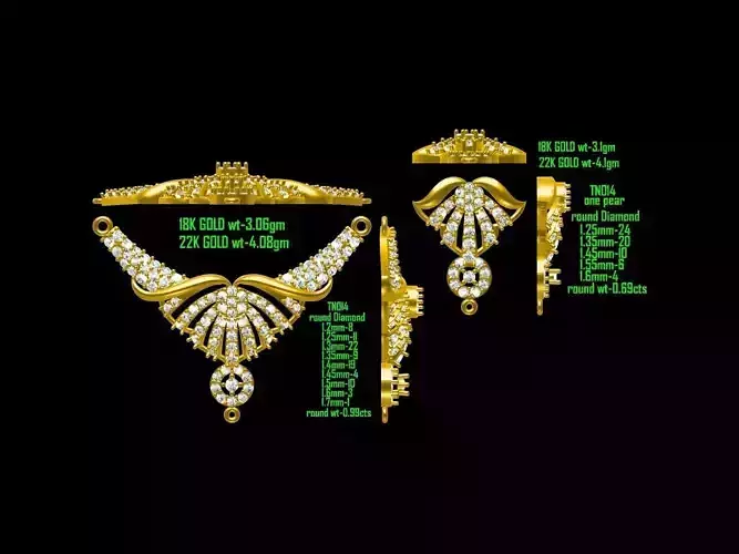 Gold Jewellery Set With Diamonds 21