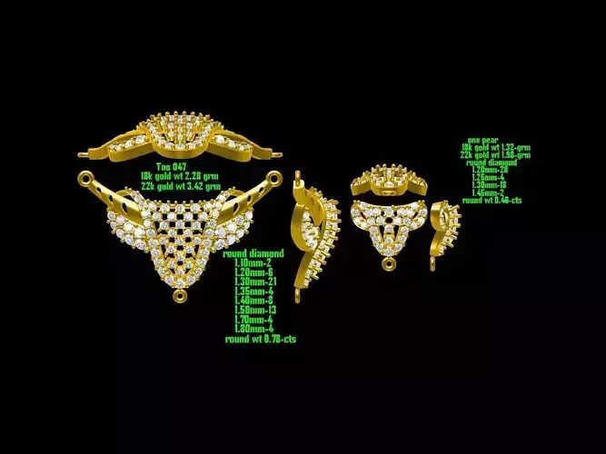 Gold Jewellery Set With Diamonds 22