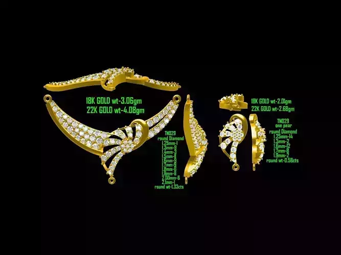 Gold Jewellery Set With Diamonds 23