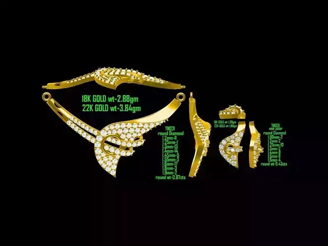 Gold Jewellery Set With Diamonds 24